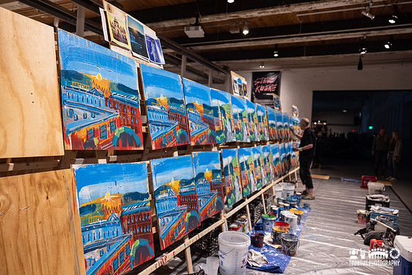 Steve Keene painting at Solid Sound Festival