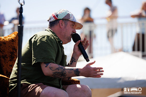 Isaac Brock handles a Q and A session at Ice Cream Floats