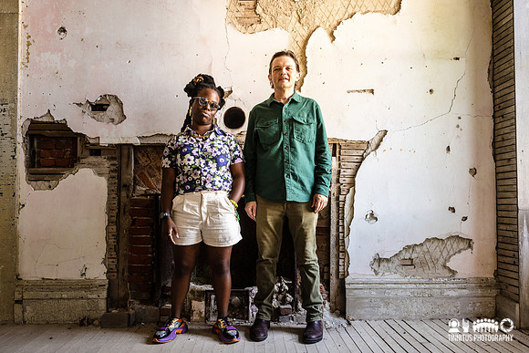 Yasmin Williams and William Tyler offstage at Newport Folk Festival