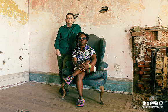 Yasmin Williams and William Tyler offstage at Newport Folk Festival
