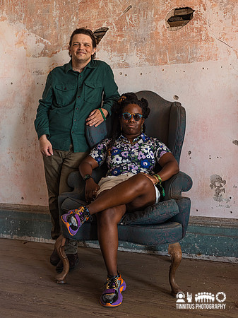 Yasmin Williams and William Tyler offstage at Newport Folk Festival