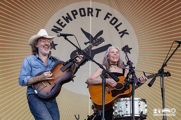 Gillian Welch and David Rawlings play acoustic Grateful Dead at Newport Folk Festival.