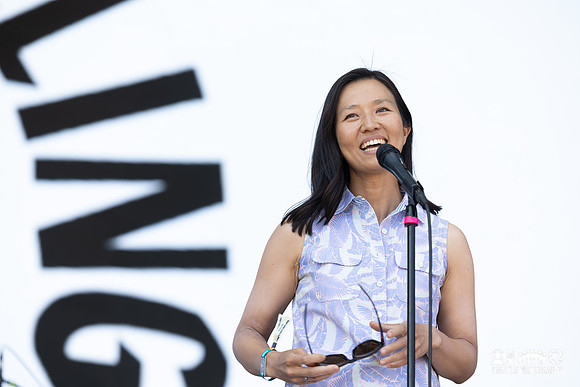 Mayor Wu introducing The Linda Lindas at Boston Calling