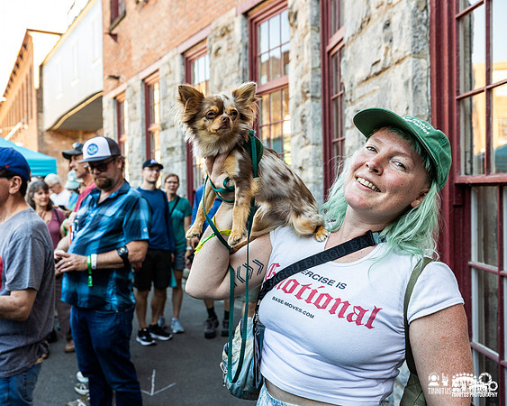 Amelia Meath with her dog at Solid Sound Festival