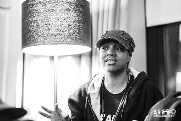 Monie Love at press conference
