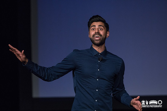 Hasan Minhaj performs at The Wilbur Theatre