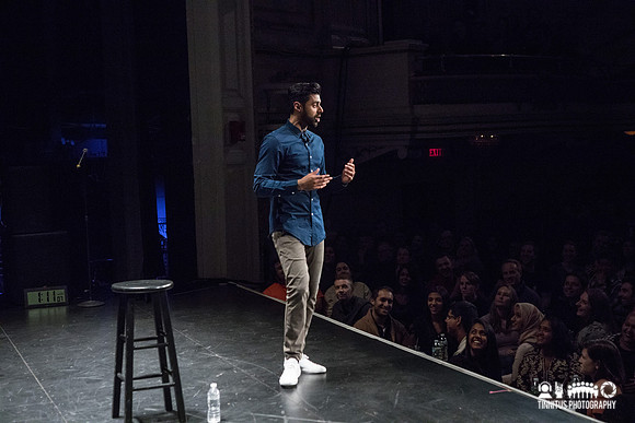 Hasan Minhaj performs at The Wilbur Theatre