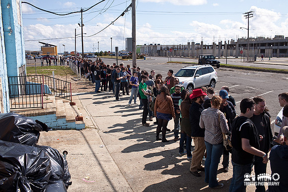 The line for Shellac's surprise noon show at All Tomorrow's Parties - Day 3