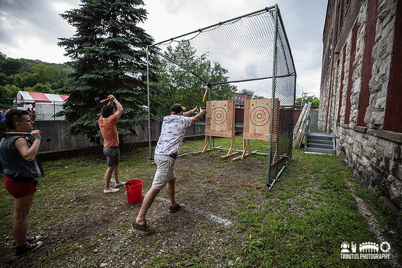 Axe throwing at Solid Sound Festival