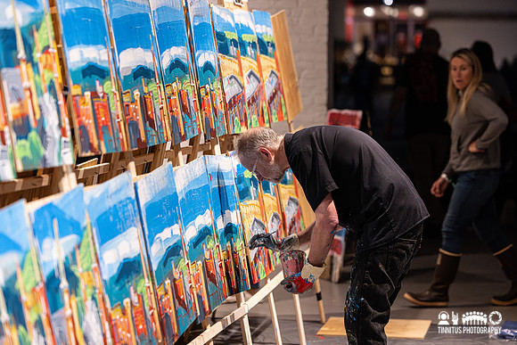 Steve Keene painting at Solid Sound Festival