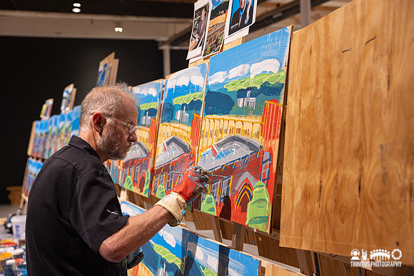 Steve Keene painting at Solid Sound Festival